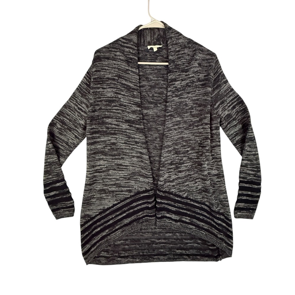 Eileen Fisher Sweater Womens XS Organic Cotton Open Front Cardigan Sweater Black